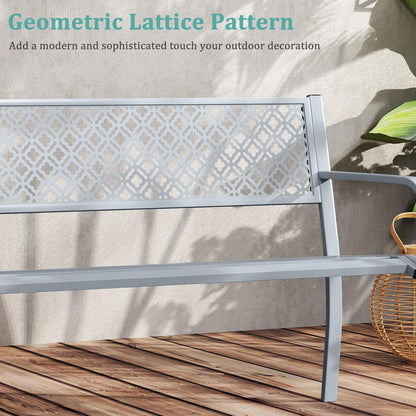2 Person Heavy Duty Metal Frame Loveseat Park Bench