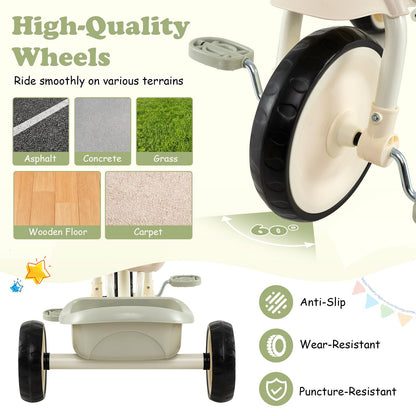 Kids Tricycle, Toddler Trike with Removable Storage Basket
