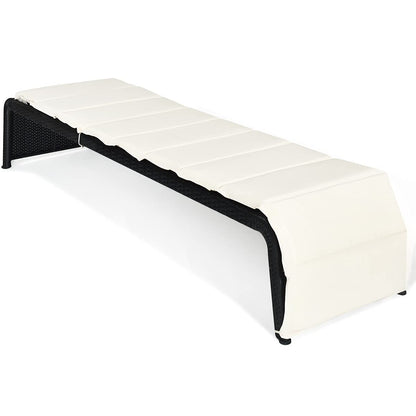 Rattan Sun Lounger with Cushion and Adjustable Feet