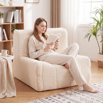 Bean Bag Chair for Adults, Teddy Fleece Lazy Floor Sofa Beanbag Chair