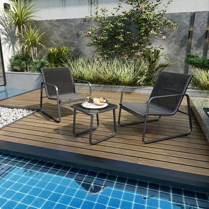 3-Piece Patio Bistro Set with Tempered Glass Table