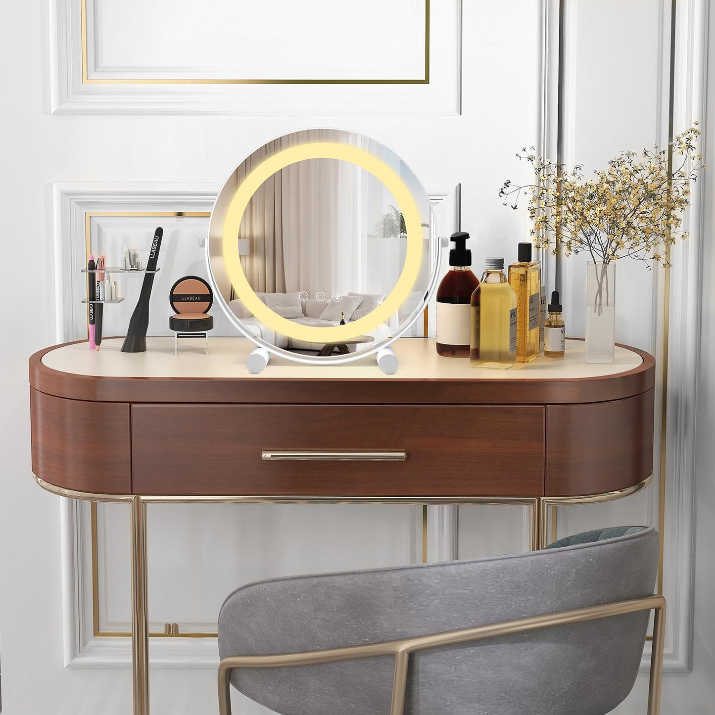 30 CM LED Light Up Round Mirror with 3 Colours and Adjustable Brightness