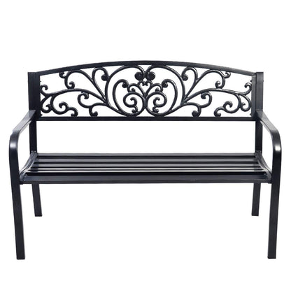 Metal Frame 2 Seater Garden Bench Butterfly Pattern