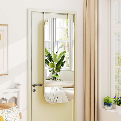 Lockable Jewelry Cabinet with Full-Length Mirror and Storage Shelves