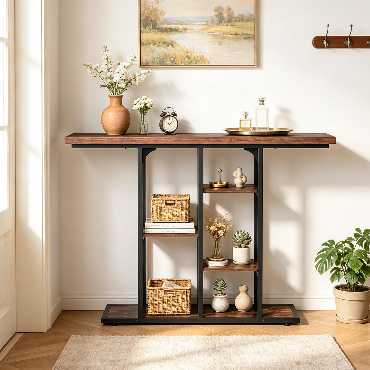 109 cm Console Table with Storage Shelves