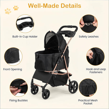 3-in-1 Pet Stroller, Foldable Dog Pushchair