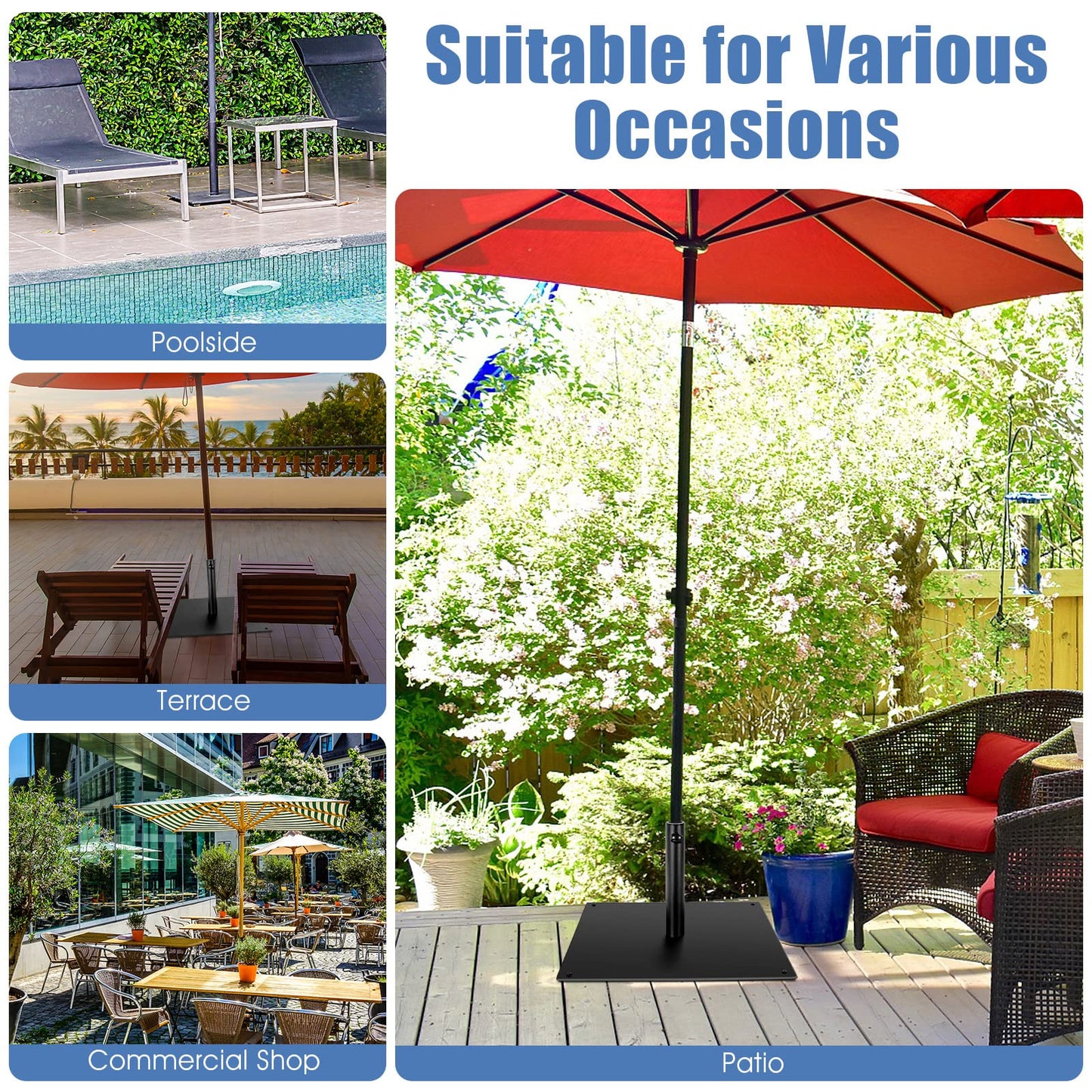 Parasol Base, Heavy Duty Square Market Umbrella Base Stand