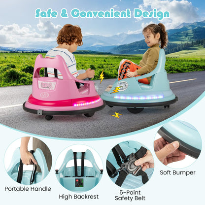 12V Kids Ride On Bumper Car with Dual Joysticks and 5 Light Effects