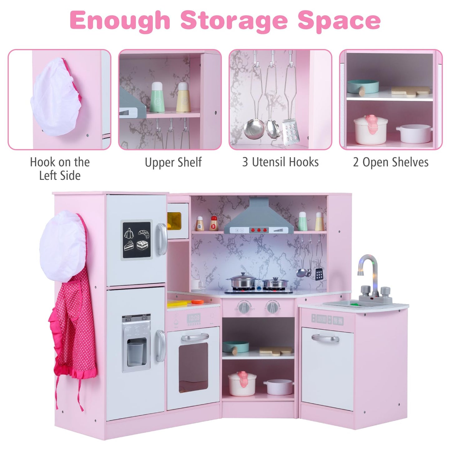 Kids Corner Kitchen Playset with Separated Washing Basin