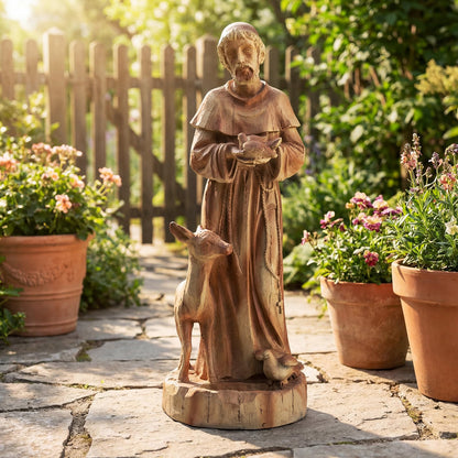 Garden Statue, Tall Virgin Mary/St. Francis Statue, Indoor Outdoor Religious Sculpture Art Decoration