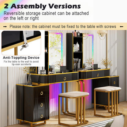 RGB LED Vanity Set with Mirror and Lights