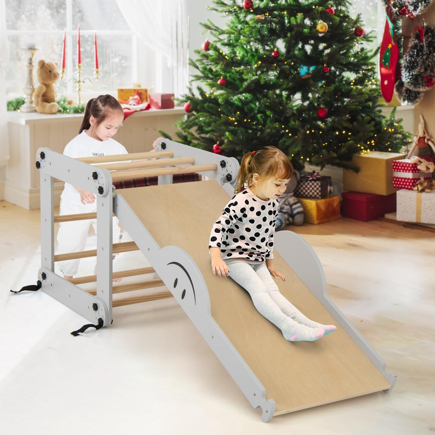 10 in 1 Toddler Climbing Frame Indoor Kids Climber Ladder with Reversible Ramp