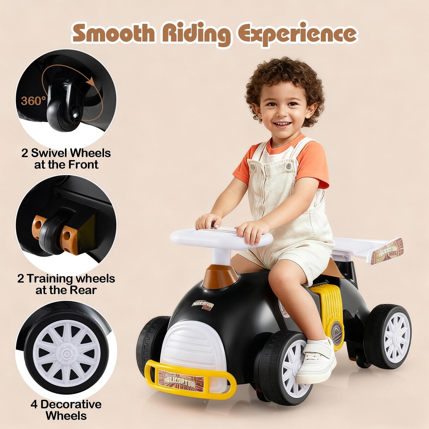 Ride on Push Car with Music, Under-Seat Storage