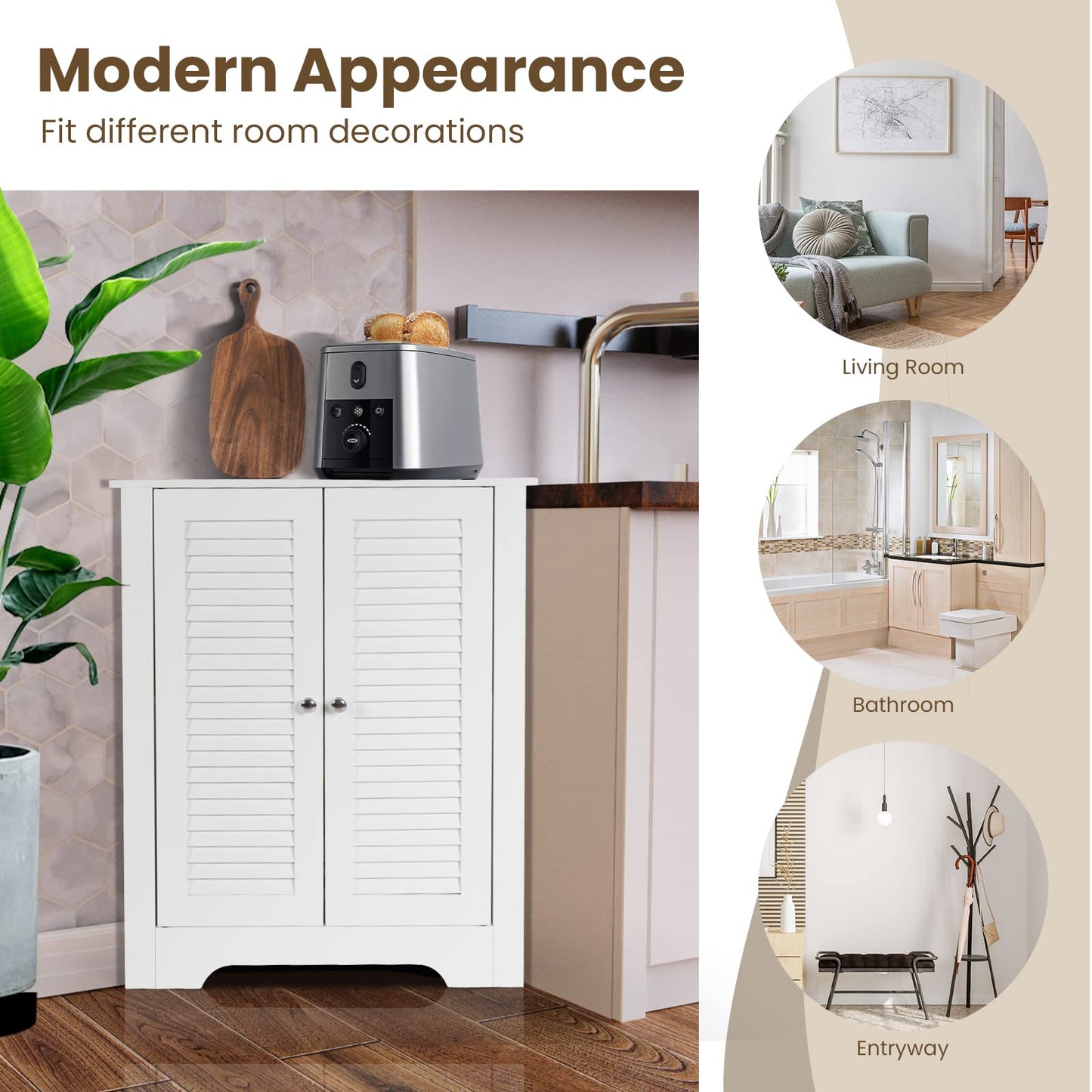 Triangle Bathroom Cabinet, Corner Bathroom Storage Unit Floor Cupboard