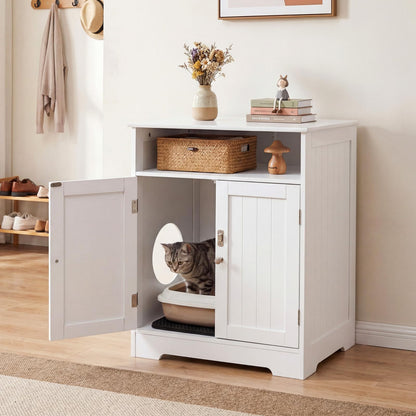 Cat Litter Box Enclosure, Wooden Kitty Hidden Washroom Furniture
