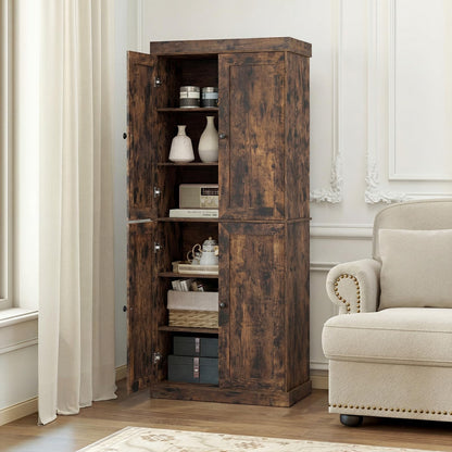 Tall Kitchen Cupboard, Pantry Storage Cabinet with 4 Doors