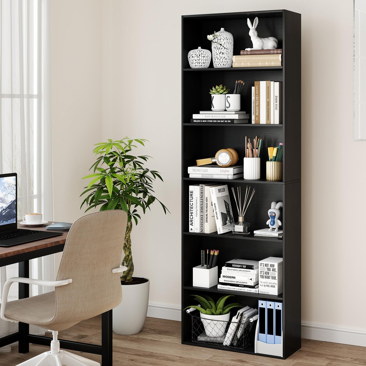 60 x 24 x 178 cm Floor Standing Book Storage Organizer with 2 Anti-tipping Kits