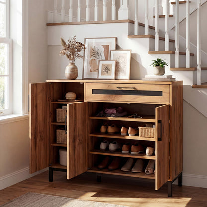 Storage Cabinet, Wooden Buffet Sideboard with Drawer, Doors, Removable Shelves