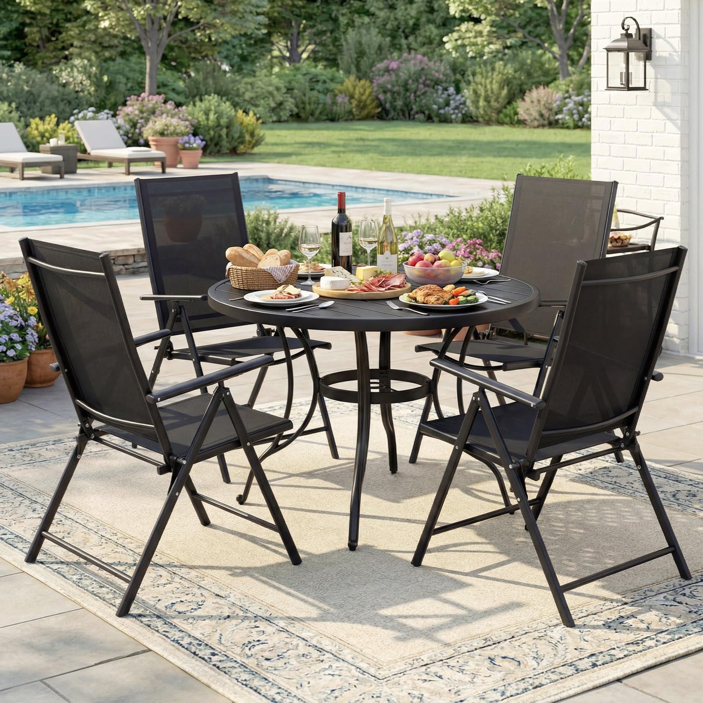 Folding Garden Chairs Set 2, Portable Outdoor Dining Chairs