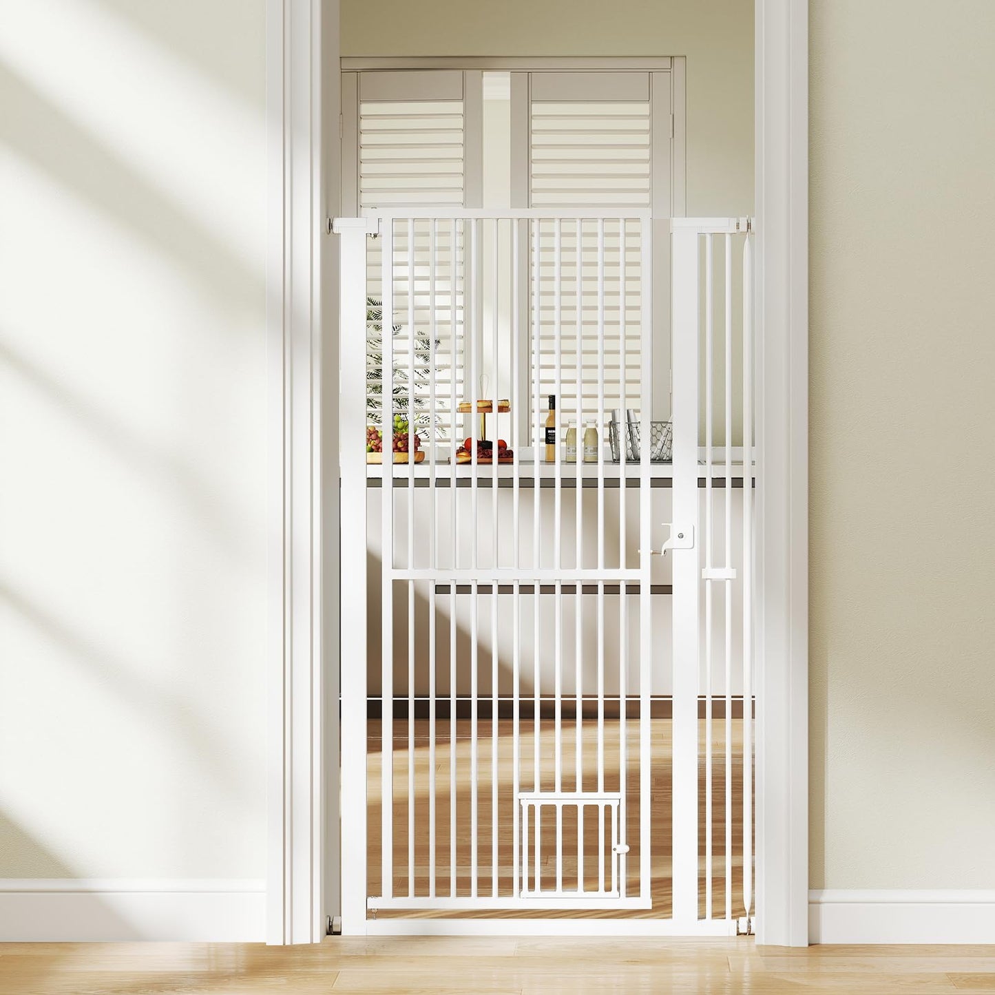 150cm Metal Pet Gates with 2 Extension Kits Lockable Small Door