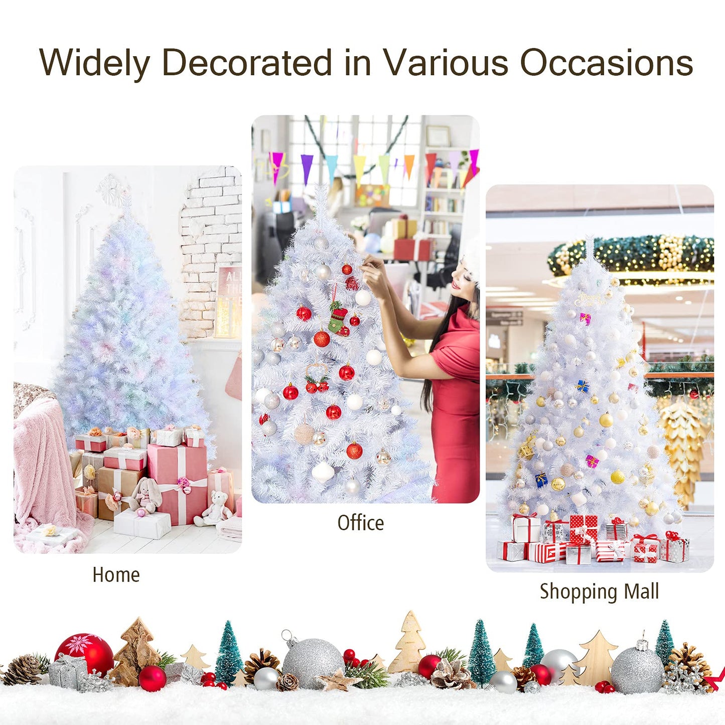 150CM White Hinged Artificial Christmas Tree with 792 Tips
