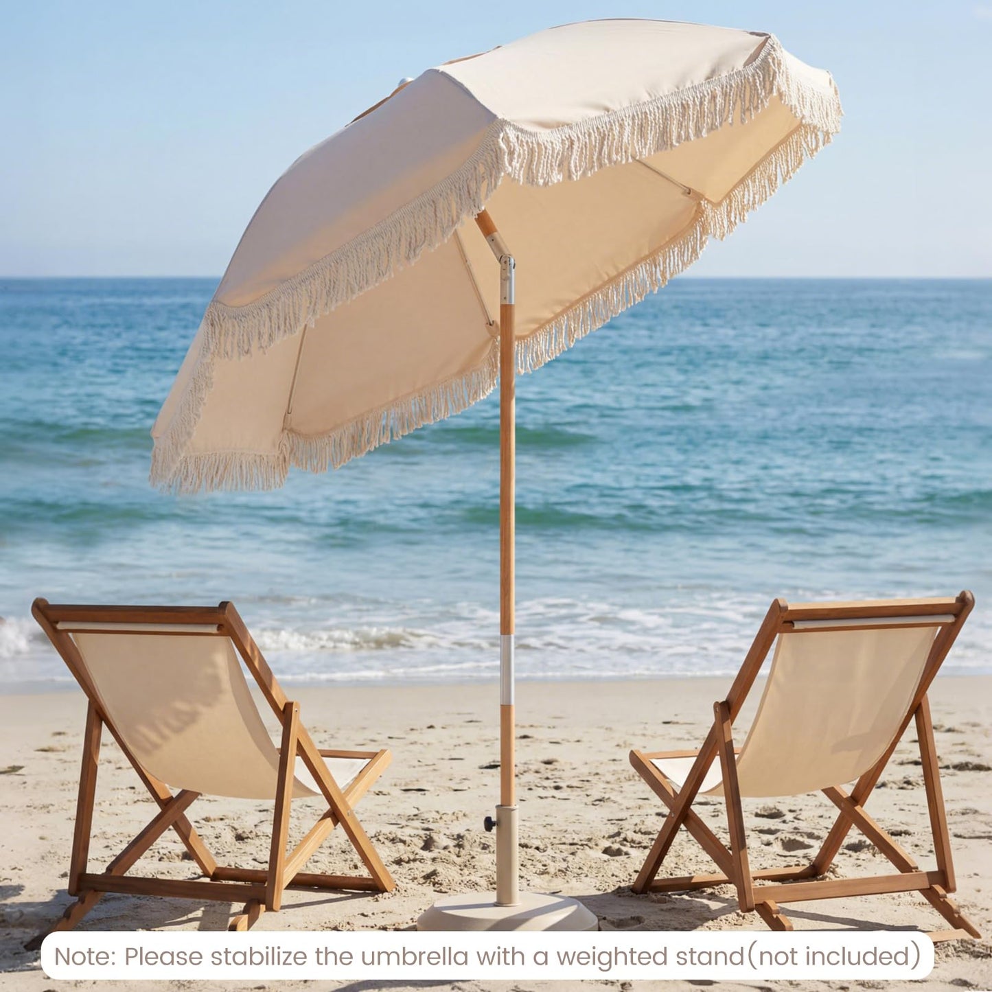 Beach Parasols with Fringe, UPF50+ Sun Protection Sunshade Shelter