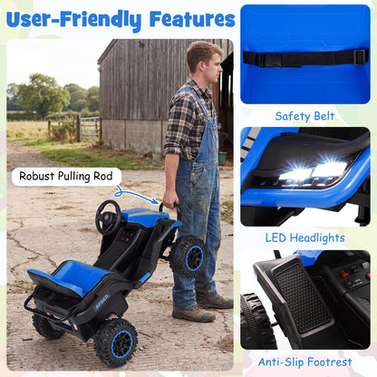 24V Ride on Tractor with Trailer, Kids Electric Car