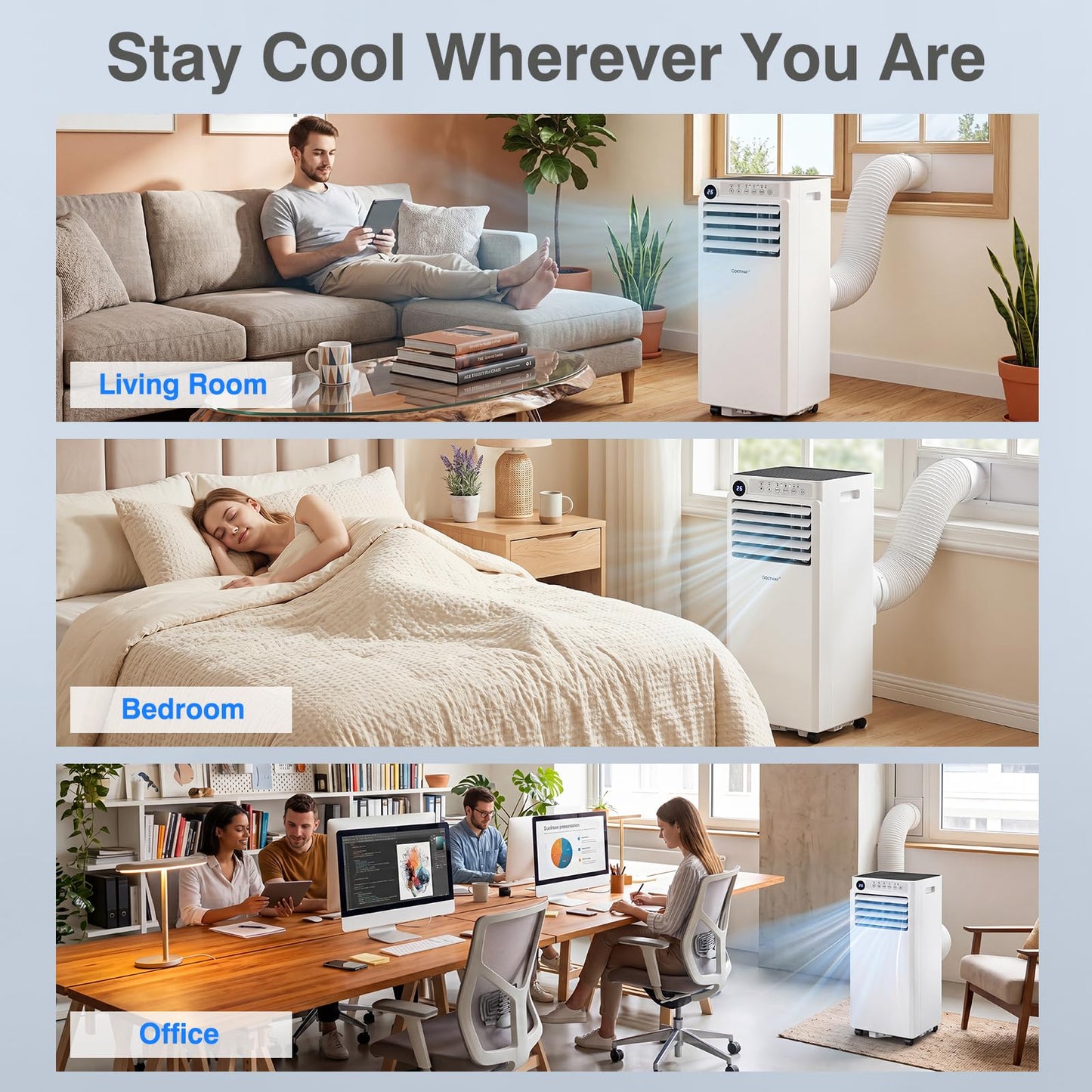 7000/9000 BTU Portable Air Conditioner 3 in 1 Cooling Unit with Fan and Dehumidifier