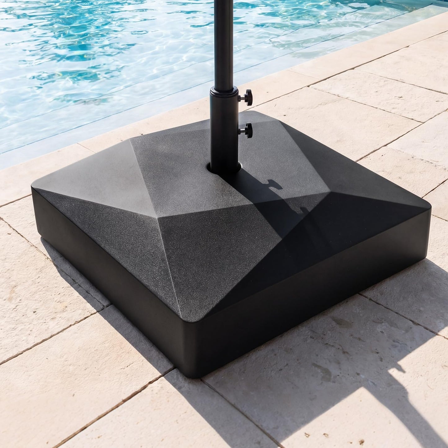 Water and Sand Fillable Umbrella Stand, Heavy Duty Square Market Table Umbrella Holder