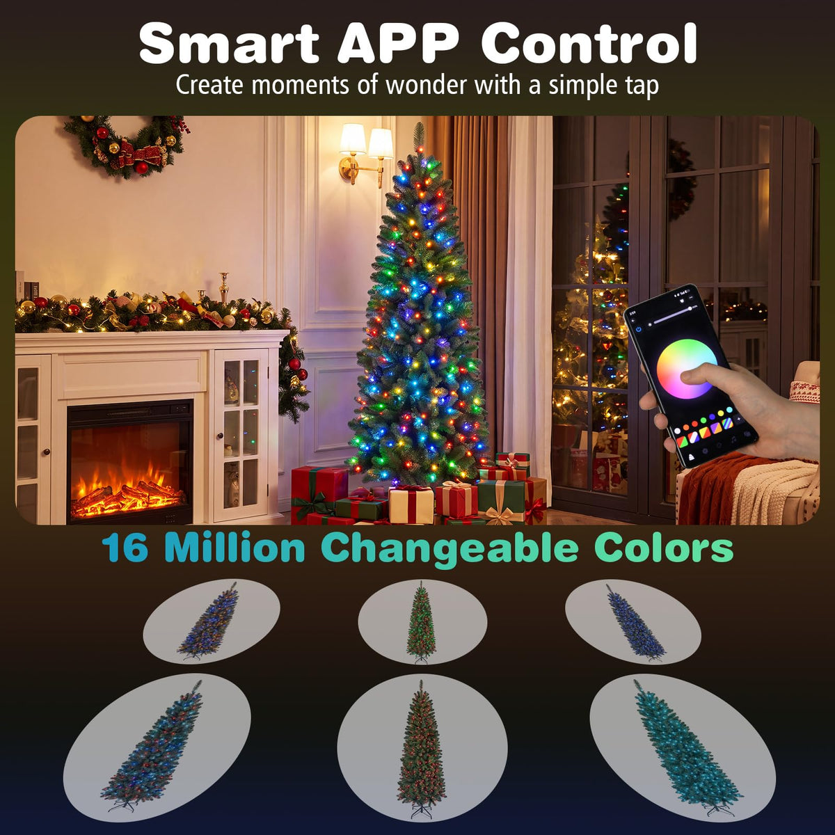 6FT Pre-Lit Christmas Tree with RGB LED Lights