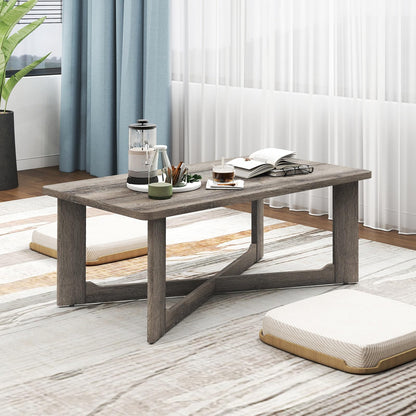 Coffee Table Rectangle Center Table with X-Shaped Base
