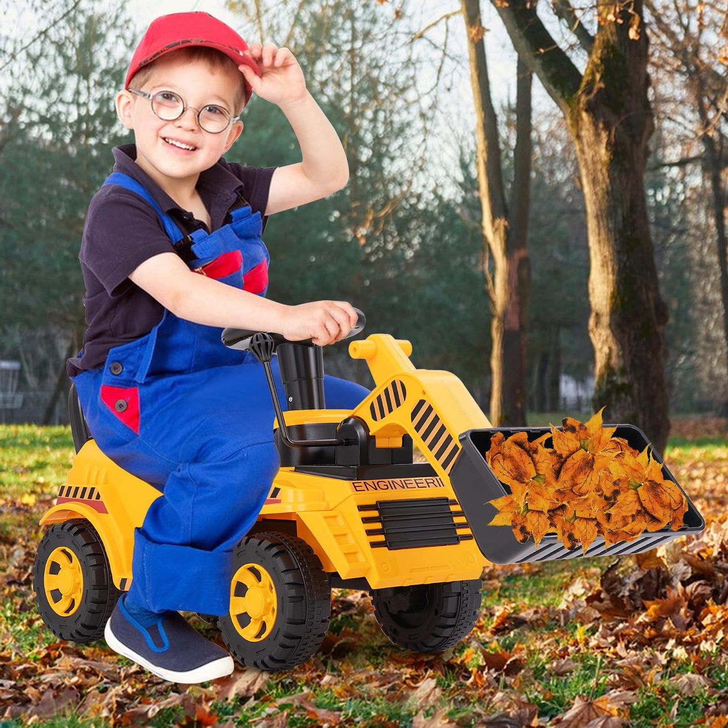 Kids Ride on Excavator Bulldozer with Adjustable Front Bucket