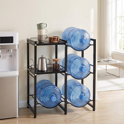 3-Tier 18.9 L Water Jug Holder with Shelves for Home Kitchen Office