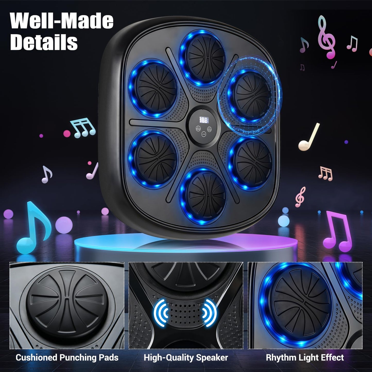 Music Boxing Machine, Wall Mounted Electronic Boxing Target with Gloves