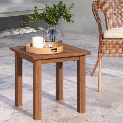 All-Weather Hardwood Small Coffee Table with Slatted Top