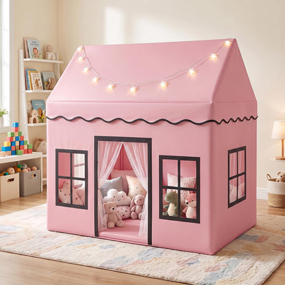 Kids Play Tent with Playpen, Star Lights, Cushion Mat
