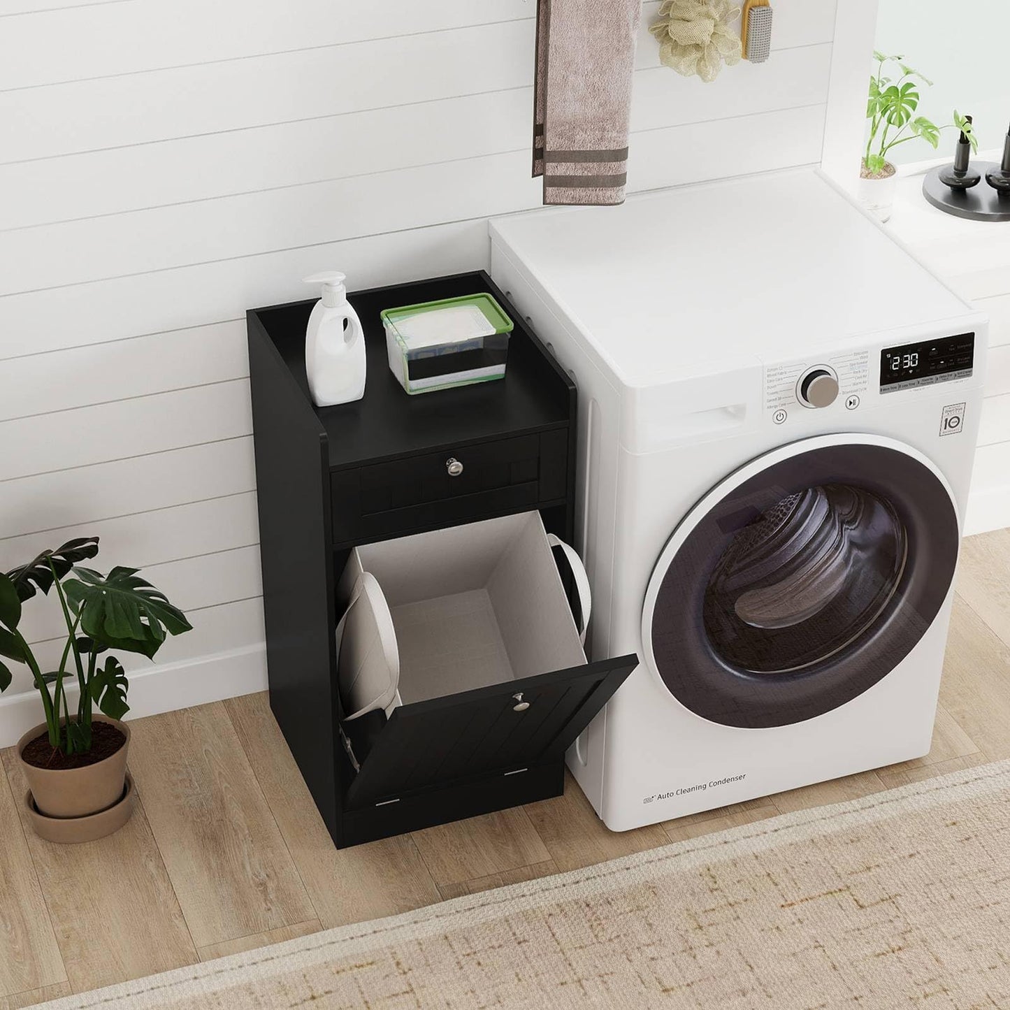 Bathroom Storage Cabinet with Drawer and Removable Hamper