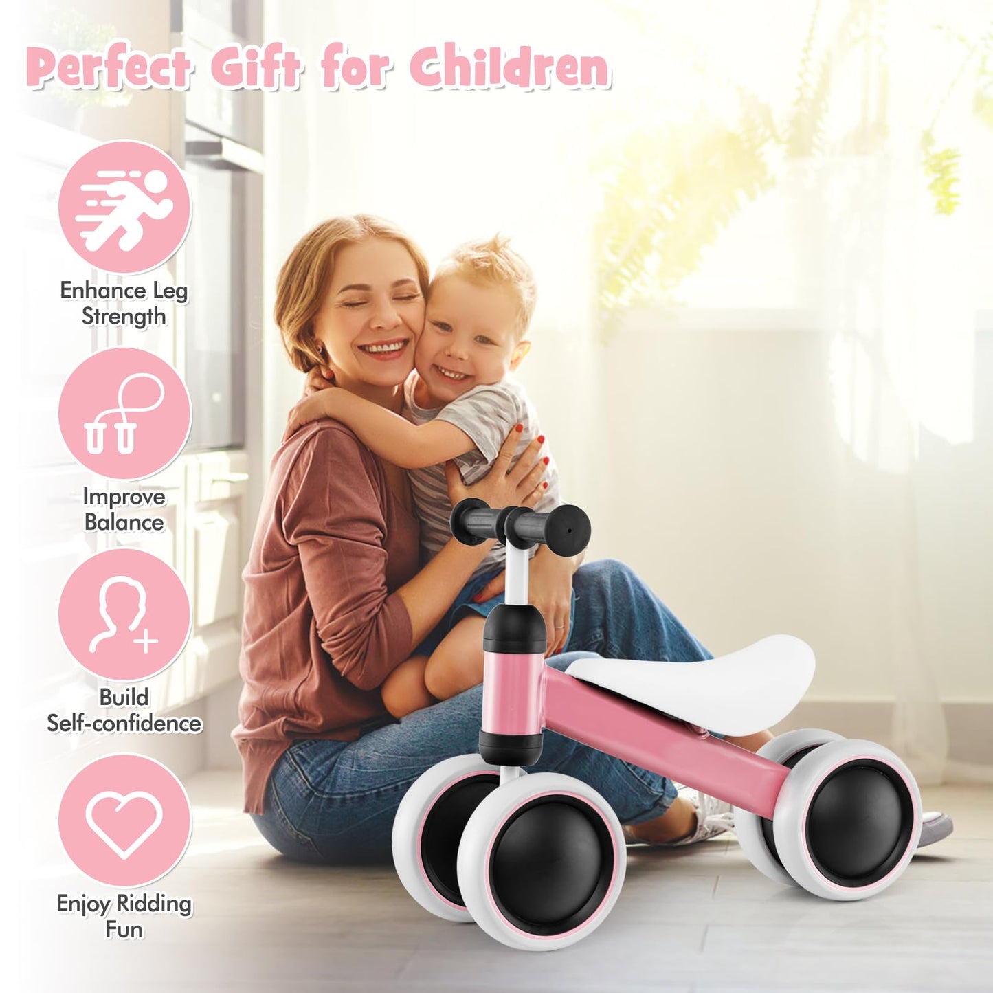 Baby Balance Bike  with Soft Seat for 2+ Years Old Boys Girls