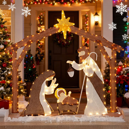 Lighted Outdoor Christmas Decoration Nativity Scene with LED Lights