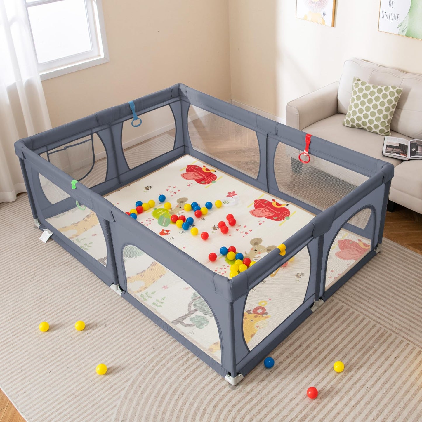 206 x 147cm Extra Large Toddler Fence with Mat