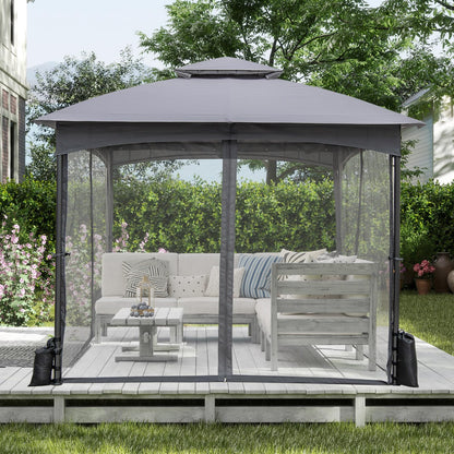 Garden Gazebo with Netting Sidewalls and 4 Sandbags