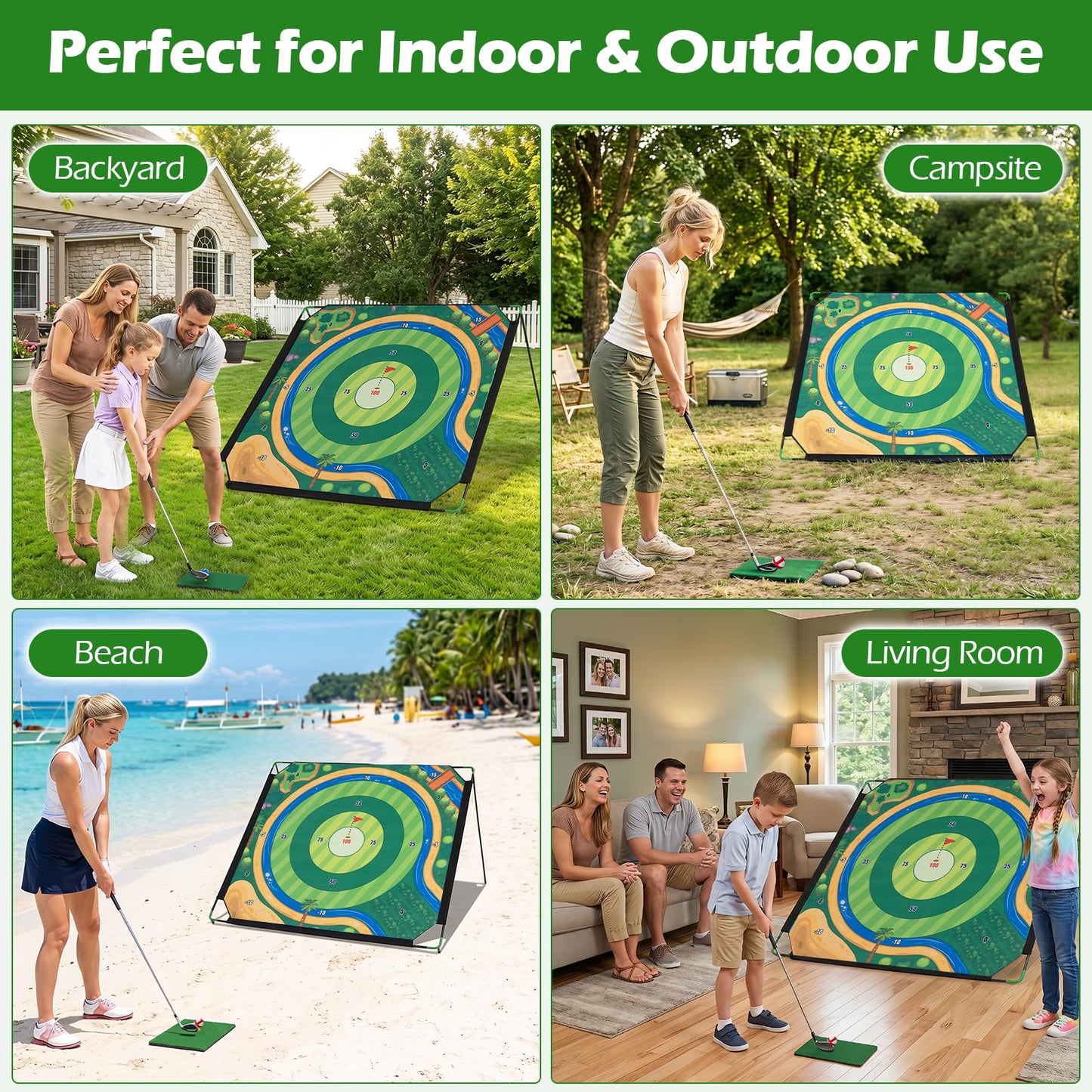 Indoor Outdoor Golf Game Gift with 2 Adjustable Clubs, 24 Sticky Balls, Scoreboard & Carry Bag