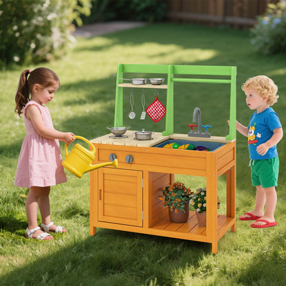 Wooden Kids Toy Kitchen with Realistic Stoves