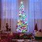 150/180CM Artificial Xmas Tree Pencil Tree with Treetop Star and 7 Lighting Modes