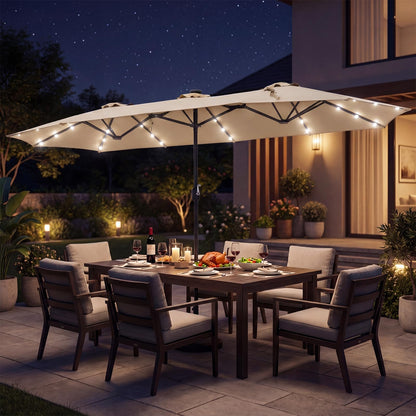 4M Double-Sided Parasol, Outdoor Extra Large Sun Umbrella with Base
