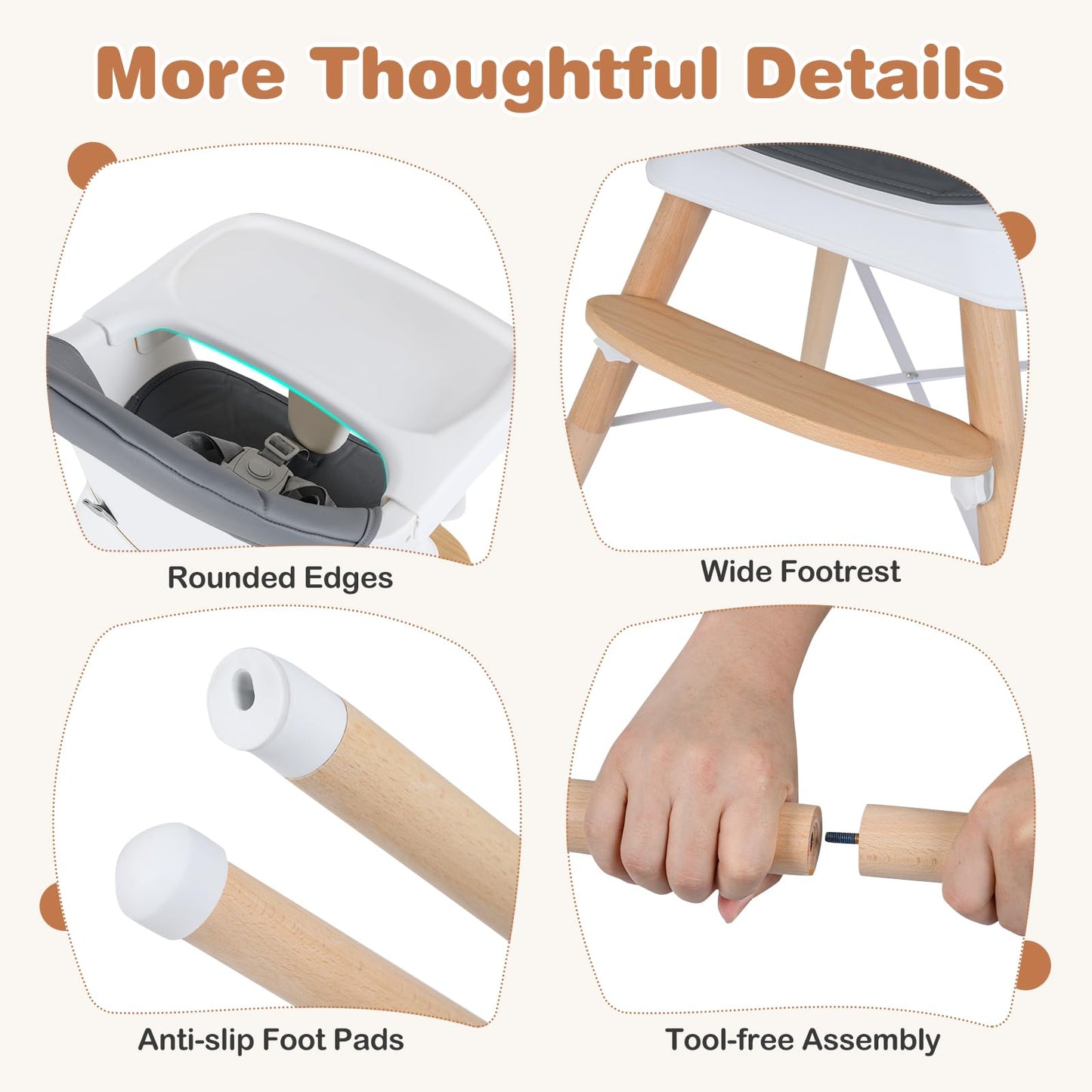 High Chair for Babies and Toddlers, Convertible Baby Highchair
