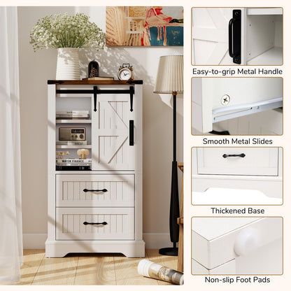 Farmhouse Bathroom Floor Cabinet with Sliding Barn Door
