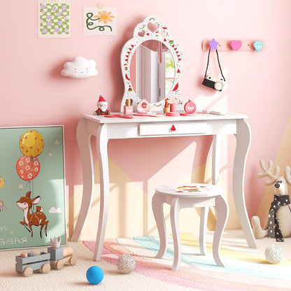 2-in-1 Kids Vanity Set with Mirror and Drawer