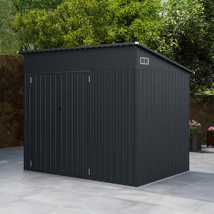 Triple Door Storage Shed with Galvanized Steel Tool and Bike Storage