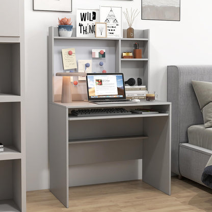 Computer Desk with Magnetic Bulletin Board and Keyboard Tray